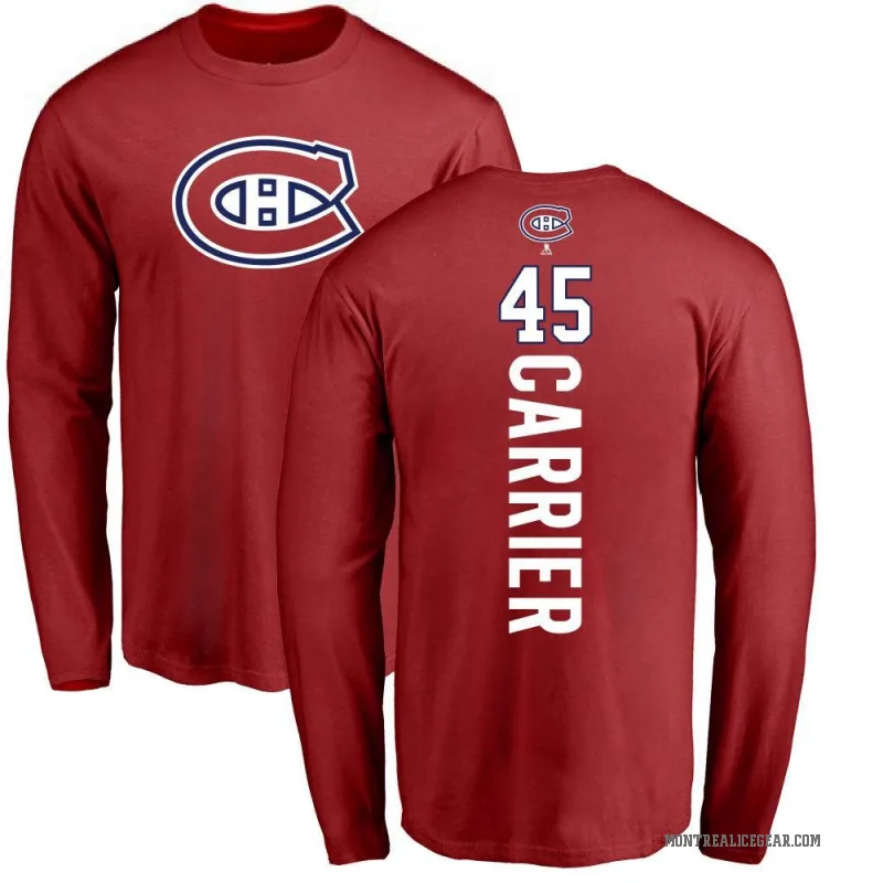 Alexandre Carrier Youth Red Montreal Canadiens Backer Long Sleeve T-Shirt -