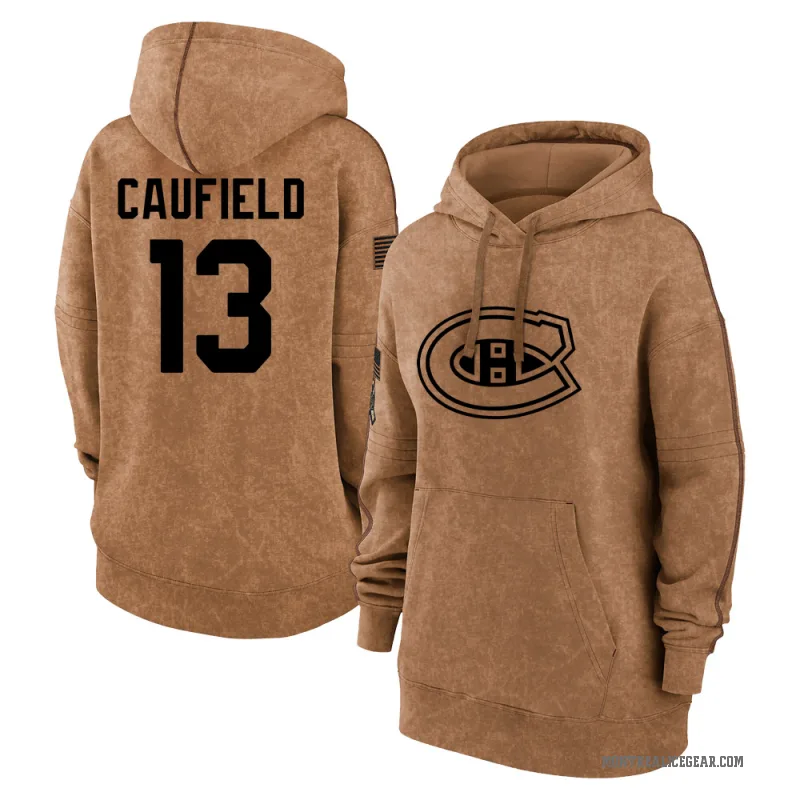 Cole Caufield Women's Brown Montreal Canadiens 2023 Salute to Service Pullover Hoodie