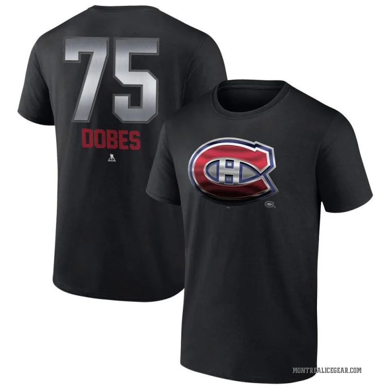 Jakub Dobes Men's Black Montreal Canadiens Midnight Mascot Logo T-Shirt