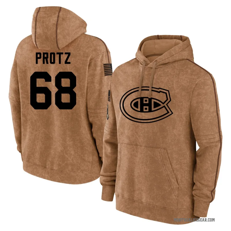 Owen Protz Men's Brown Montreal Canadiens 2023 Salute to Service Club Pullover Hoodie