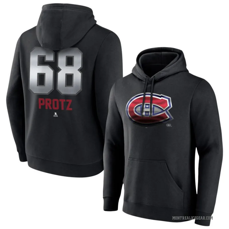 Owen Protz Youth Black Montreal Canadiens Branded Midnight Mascot Logo Pullover Hoodie